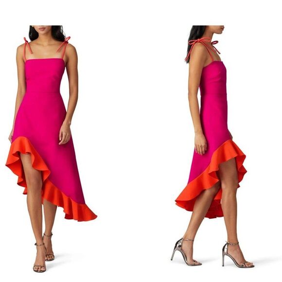 Christian Siriano Pink Tie Shoulder Dress